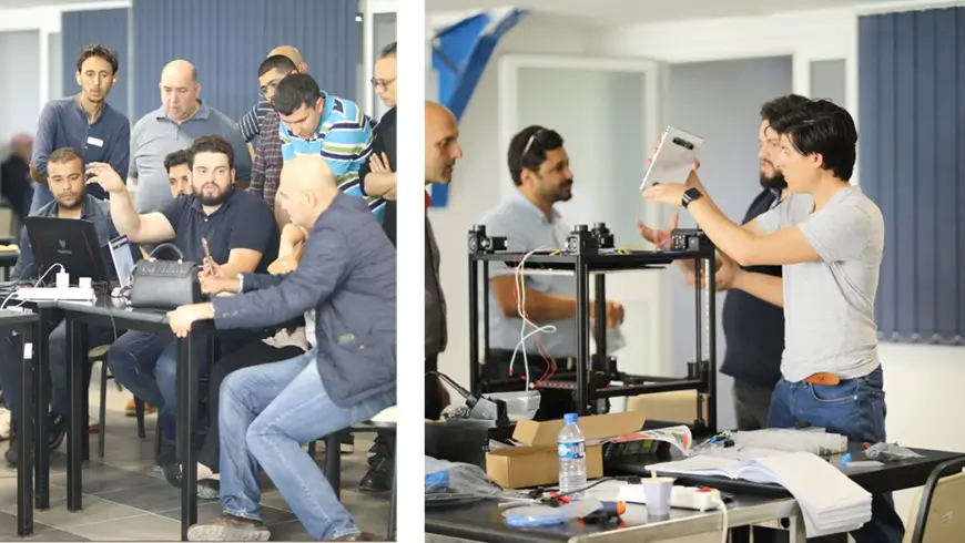 Technical training workshop with participants learning hands-on skills