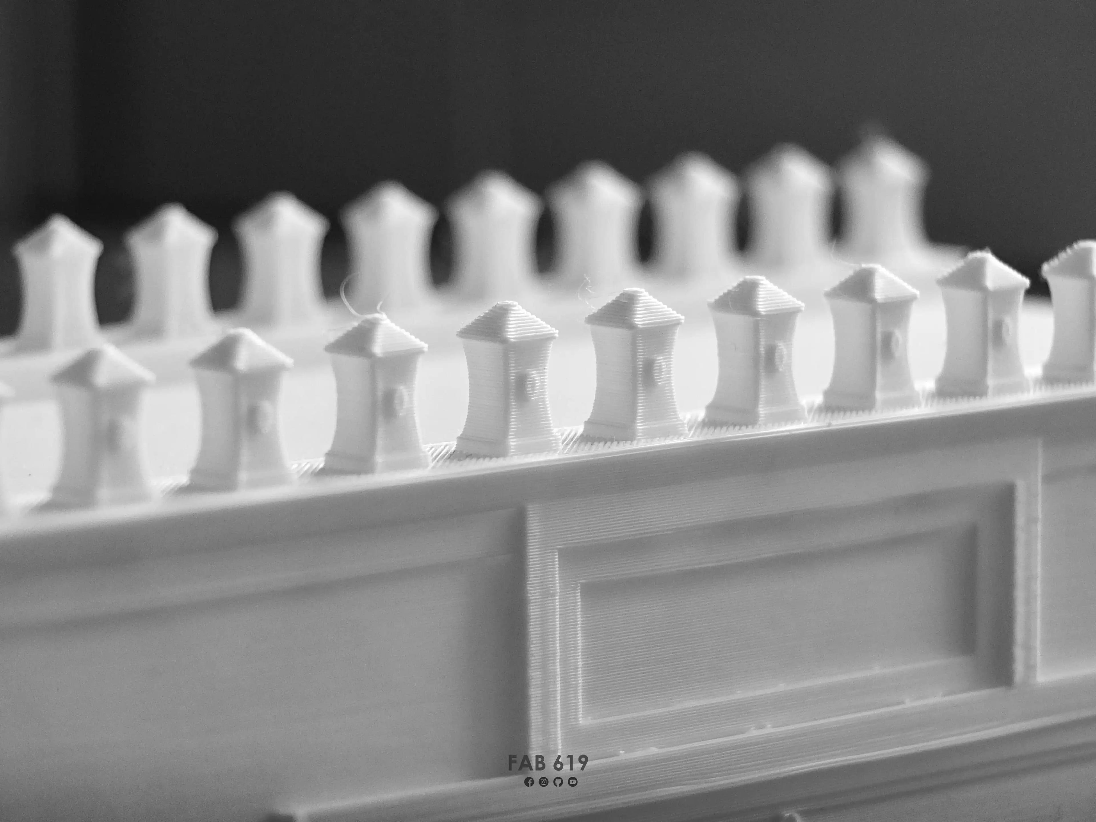 Détail des créneaux de Bab El Bhar – impression 3D montrant les reliefs et textures.