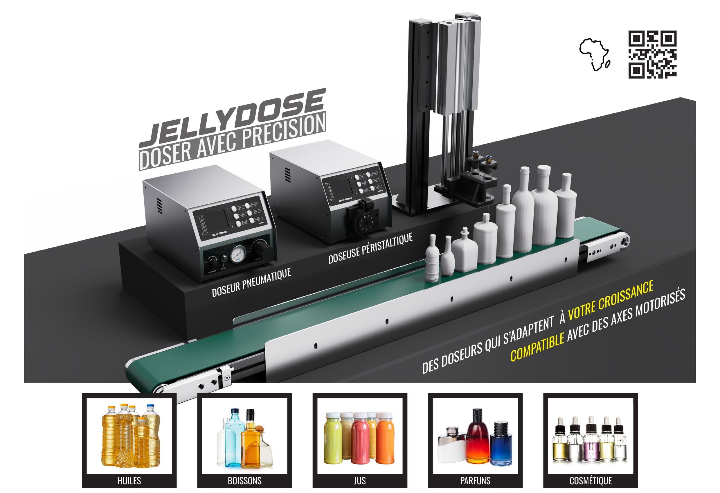 JellyDoser- doseur de précision- huiles parfun jus compatible avec des convoyeurs / balance